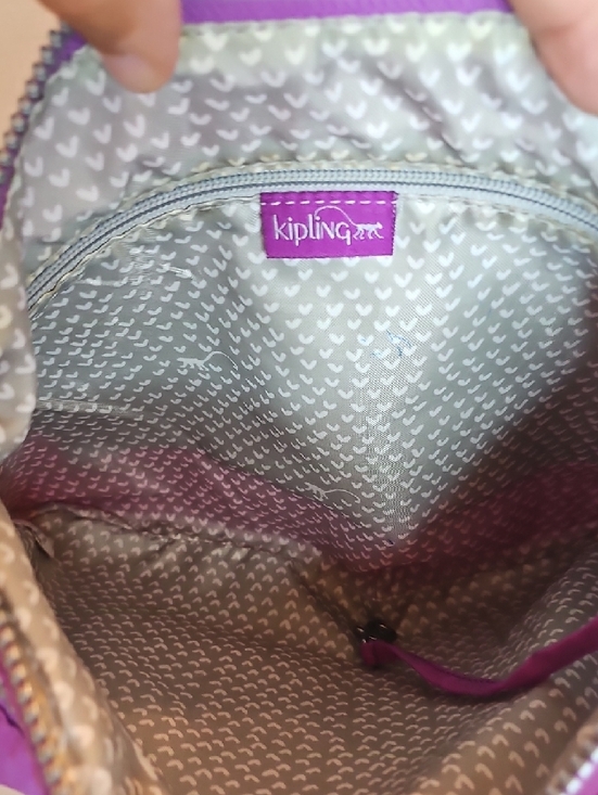 Kipling Magenta Crossbody Bag with Silver Zippers - Picture 5 of 8